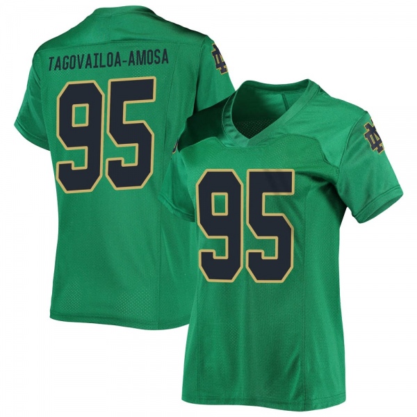 Myron Tagovailoa-Amosa Notre Dame Fighting Irish NCAA Women's #95 Green Replica College Stitched Football Jersey QFW4455EG